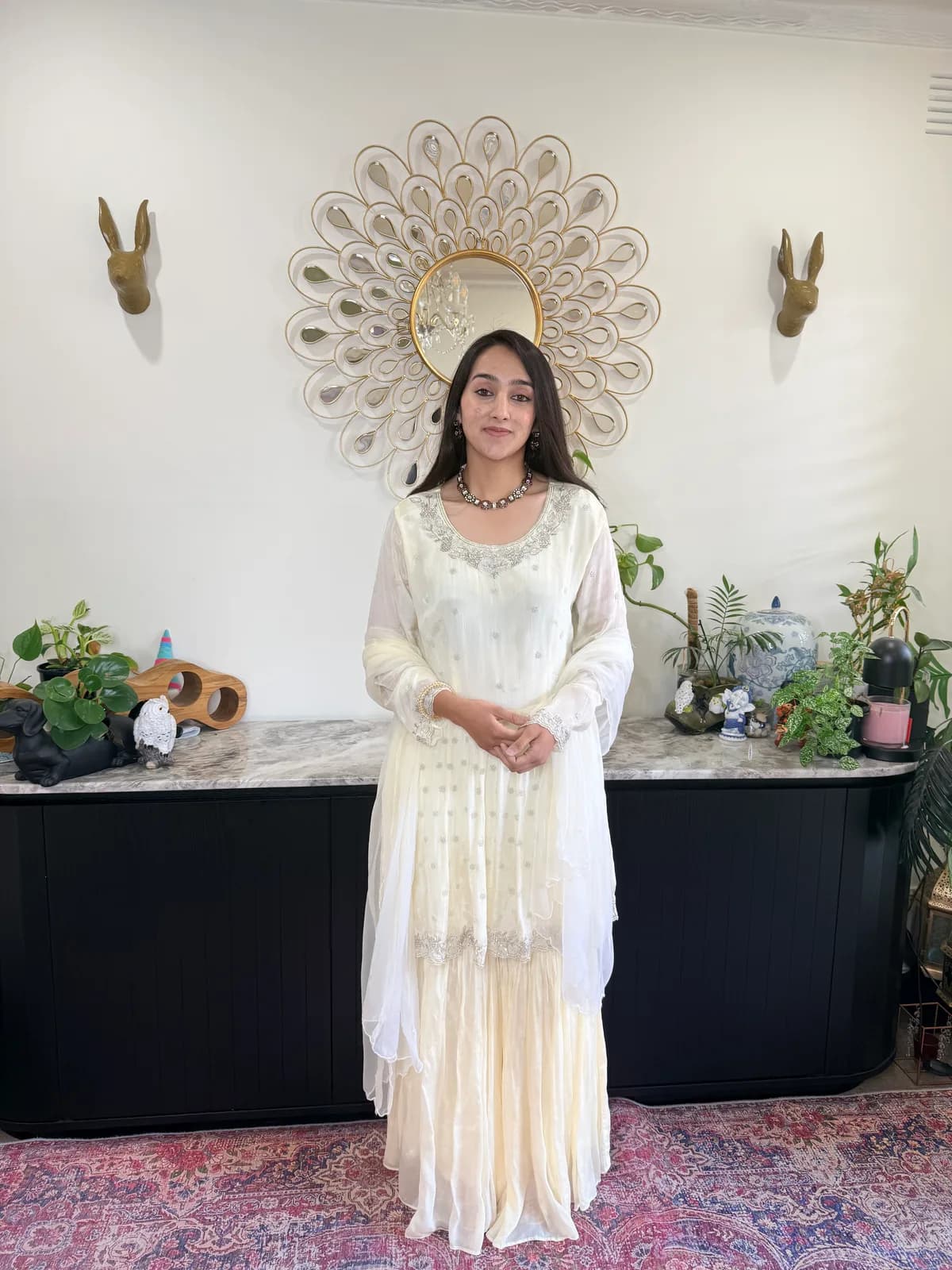 Ivory Embroidered Gharara Set With Dupatta — image 1