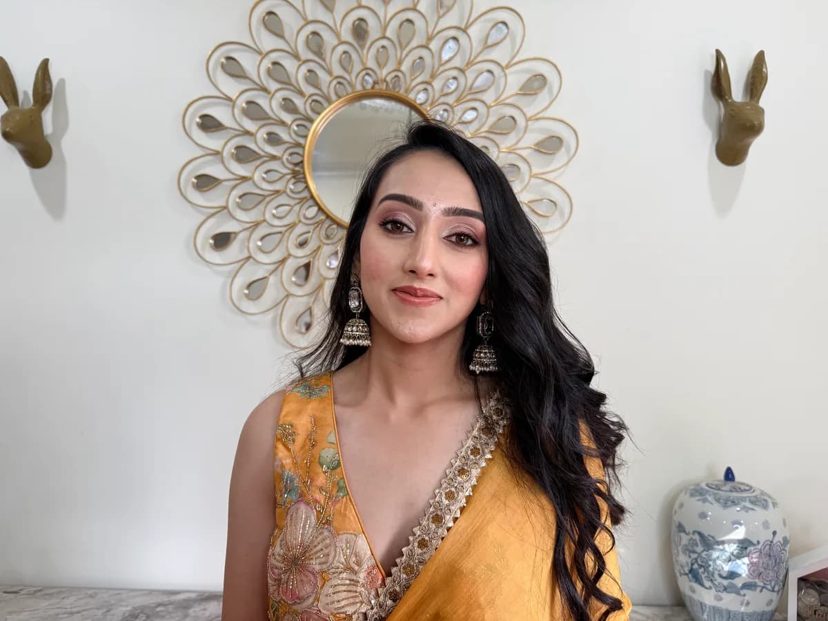 Mustard Gold Stitched Saree with Embroidered Blouse