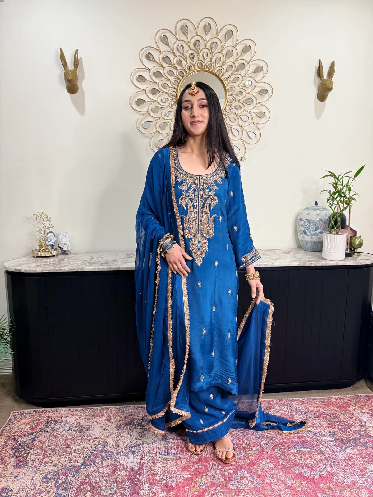 Chinon Hand-Embroidered Salwar Set front view on model