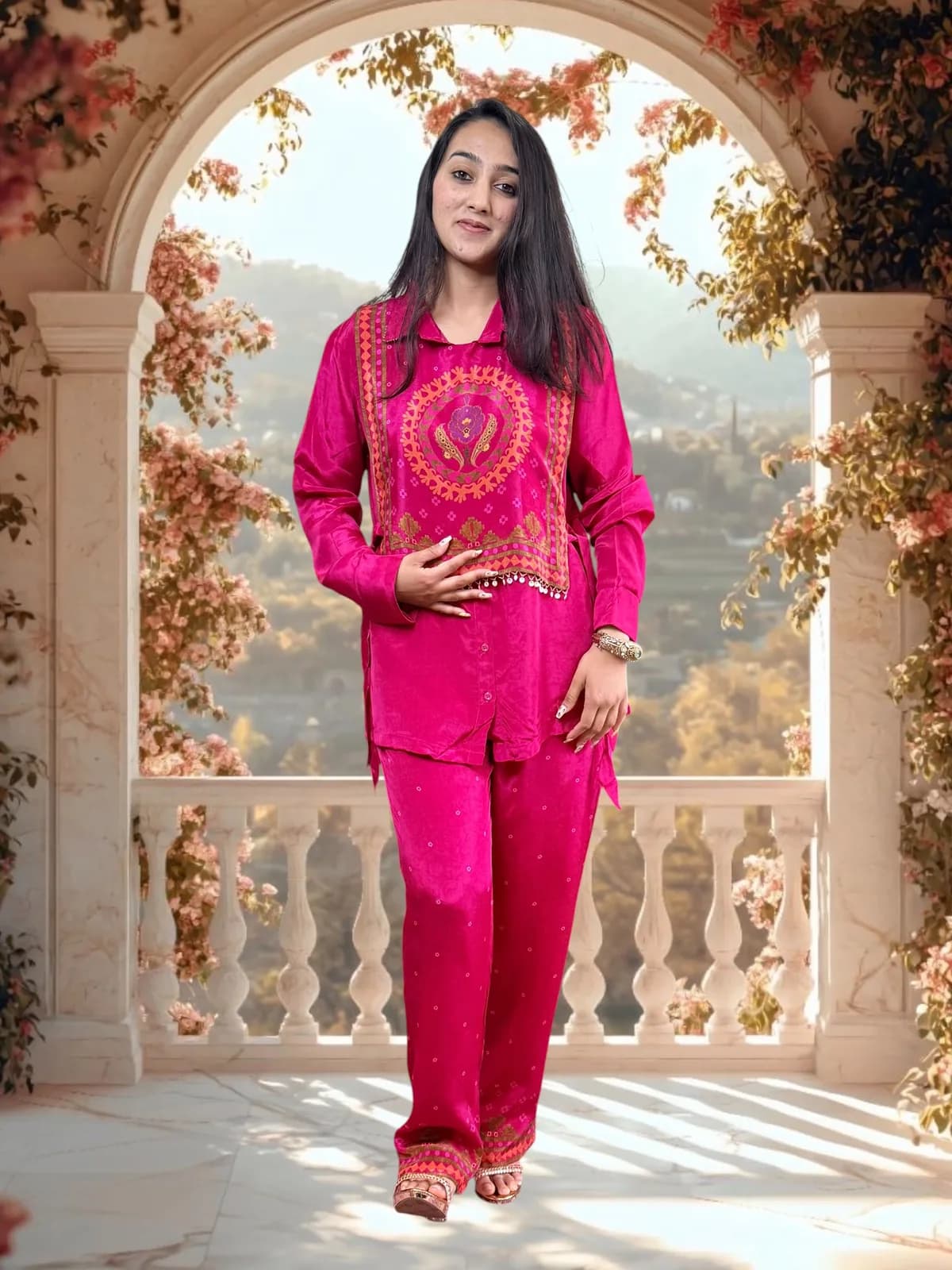 Cord Set with Detachable Top front view on model