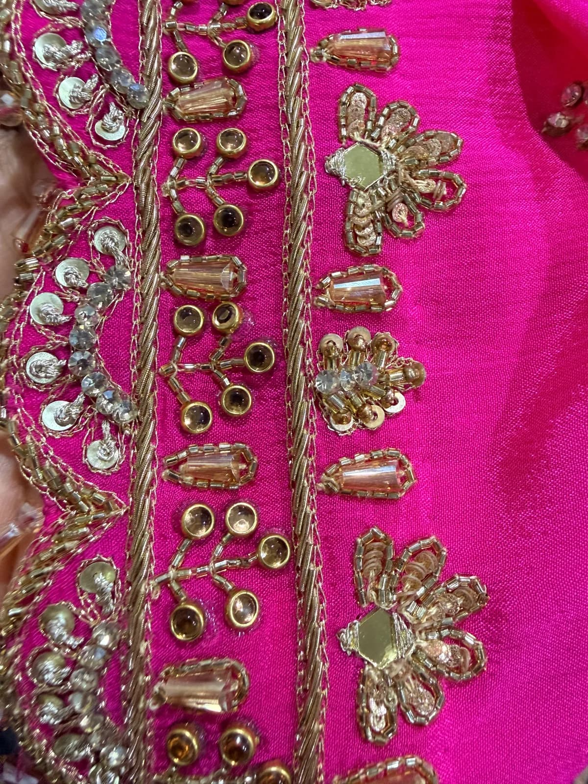 Hot Pink Embroidered Sharara Suit with Chiffon Dupatta front view on model
